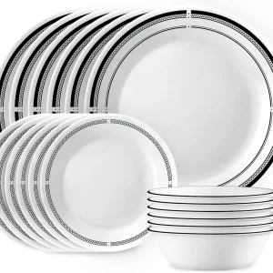 18-Piece Round Dinnerware Set for 6, Lightweight Plates and Bowls, Chip-Resistant Glass, Microwave & Dishwasher Safe